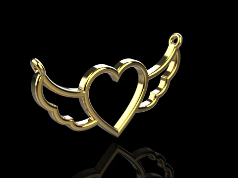 Heart wing pendant model 1000 3D Print Model