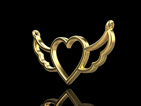 Heart wing pendant model 1000 3D Print Model