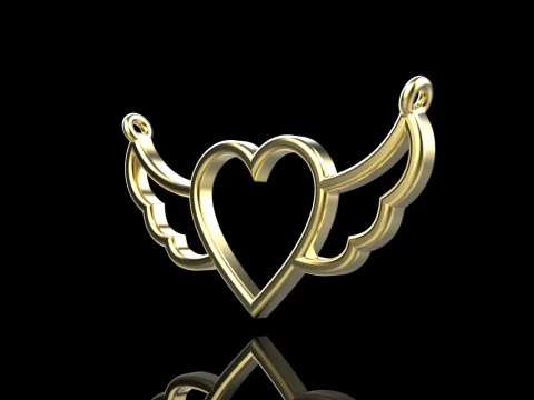 Heart wing pendant model 1000 3D Print Model