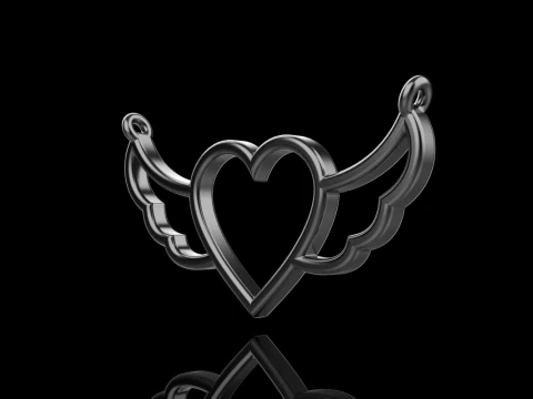 Heart wing pendant model 1000 3D Print Model