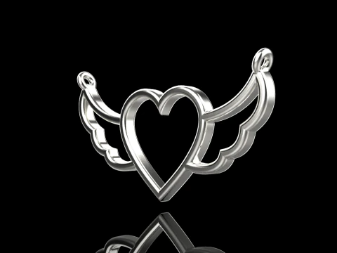 Heart wing pendant model 1000 3D Print Model