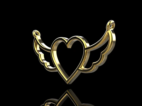 Heart wing pendant model 1000 3D Print Model
