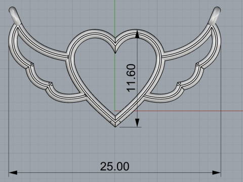 Heart wing pendant model 1000 3D 打印模型