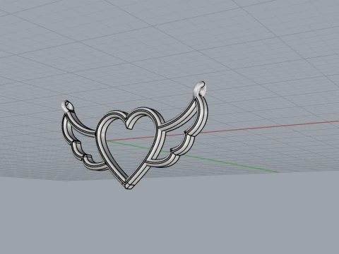 Heart wing pendant model 1000 3D Print Model