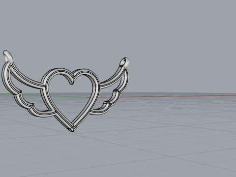 Heart wing pendant model 1000 3D Print Model