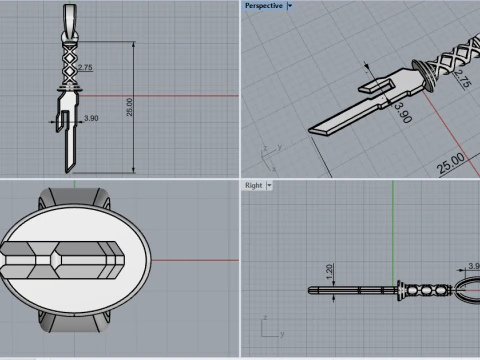 Sword pendant model 999 3D Print Model