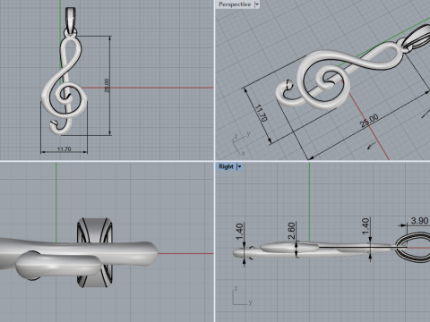 Music sign pendant model 998 Modelo de Impressão 3D