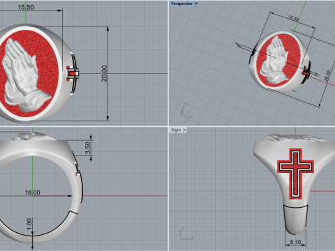 Praying hands signet ring model 997 3D Print Model