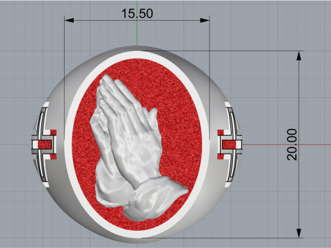 Praying hands signet ring model 997 3D Print Model