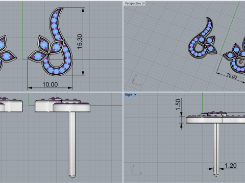 Stud earring model 987 3D Принт Модель