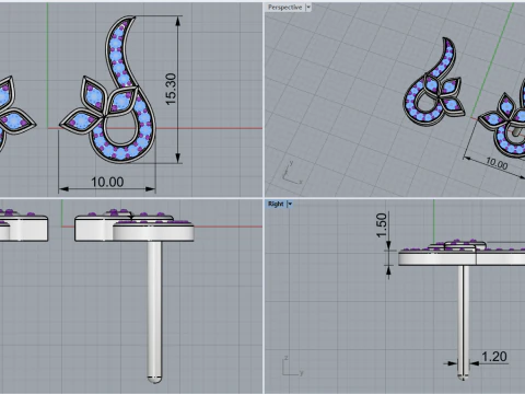 Boucle d'oreille mod&egrave;le 987 Modèles 3D en vedette
