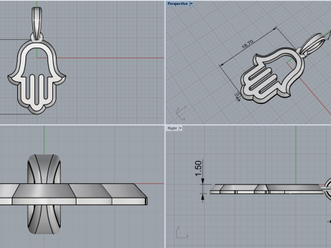 Hamsa pendant model 985 Modèles 3D en vedette