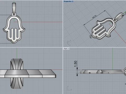 Hamsa pendant model 985 3D Print Model
