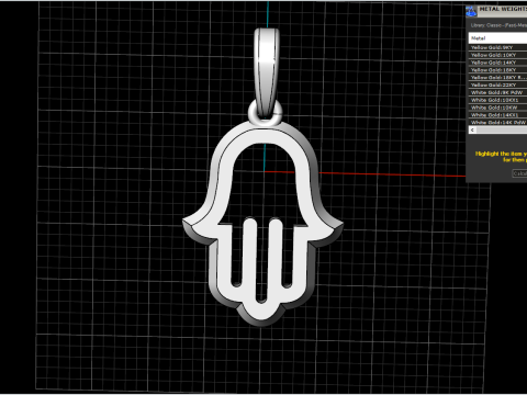 Hamsa pendant model 985 Modèles 3D en vedette