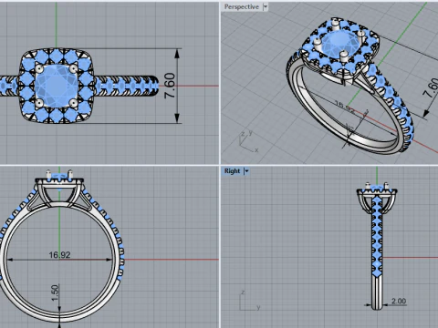 Engagement ring model 984 3D Print Model