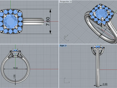 Engagement ring model 983 3D Print Model