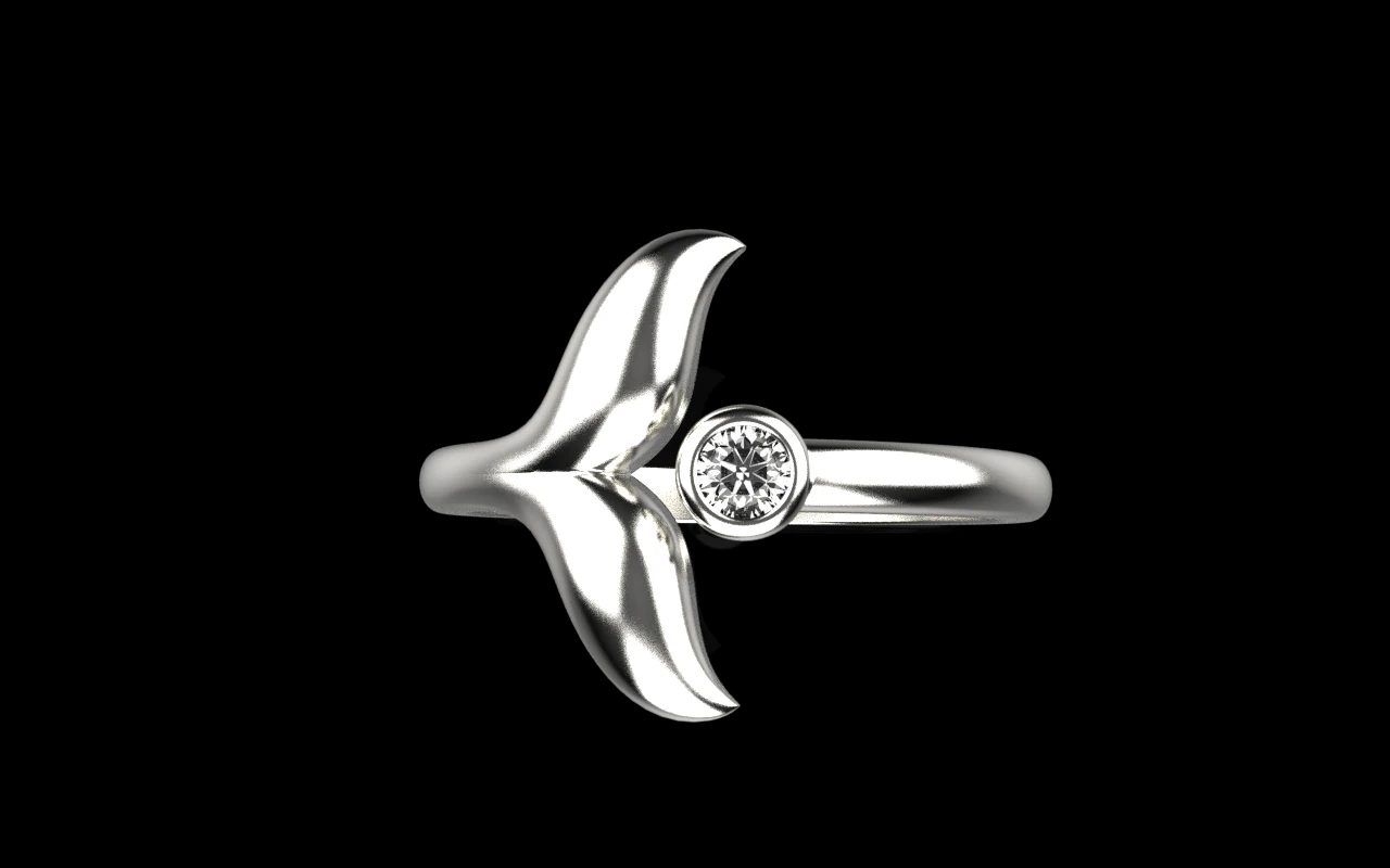 Whale tail ring model 982 3D Print Model .c4d .max .obj .3ds .fbx .stl .blend 