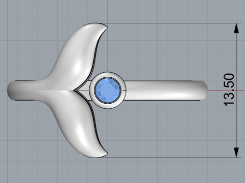 Whale tail ring model 982 3D प्रिंट मॉडल