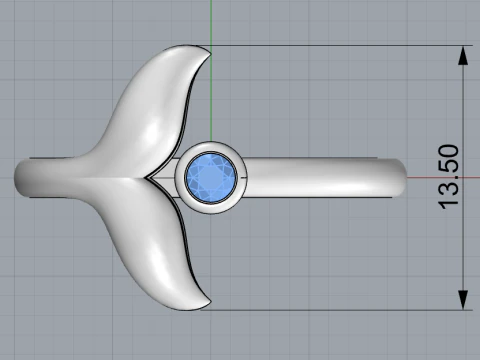 Whale tail ring model 982 3D Print Model