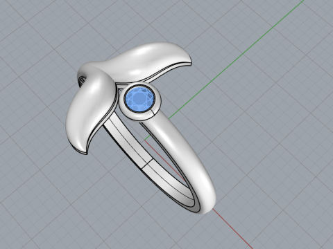 Whale tail ring model 982 3D प्रिंट मॉडल