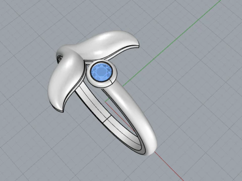 Whale tail ring model 982 3D Print Model
