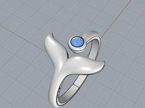 Whale tail ring model 982 3D Print Model