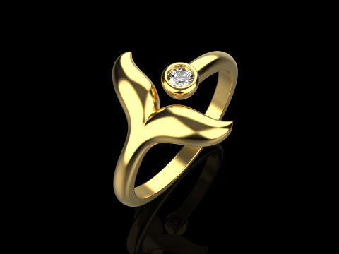 Whale tail ring model 982 3D Print Model