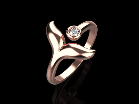 Whale tail ring model 982 3D Print Model
