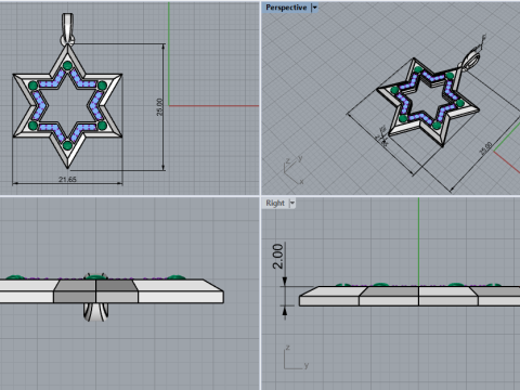 Star of david pendant light version model 981 Modèles 3D en vedette