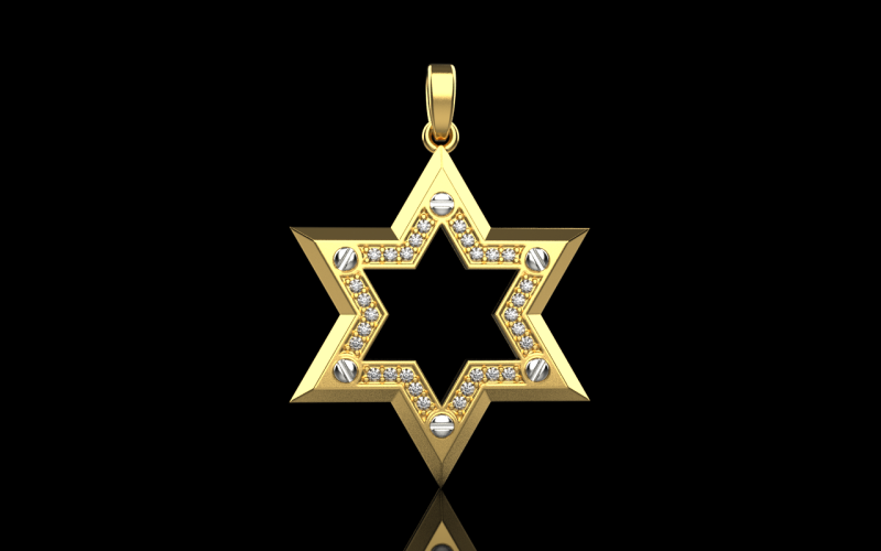 Star of david pendant model 980 Modèles 3D en vedette .c4d .max .obj .3ds .fbx .stl .blend 
