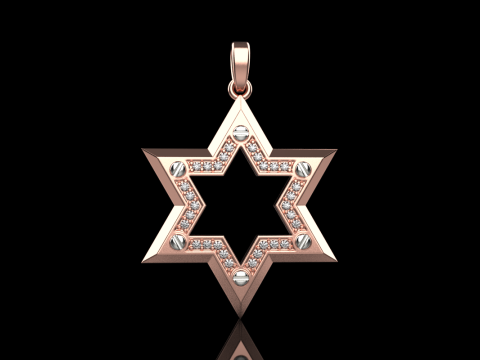 Star of david pendant model 980 Modèles 3D en vedette