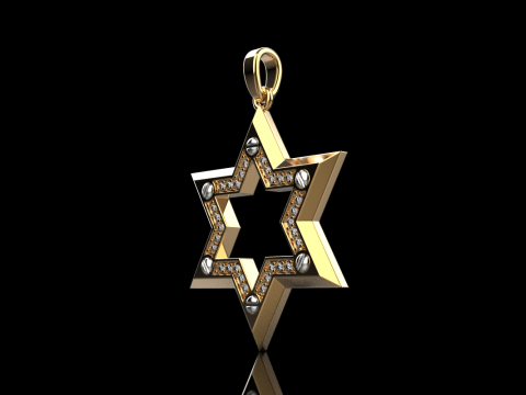 Star of david pendant model 980 Modèles 3D en vedette