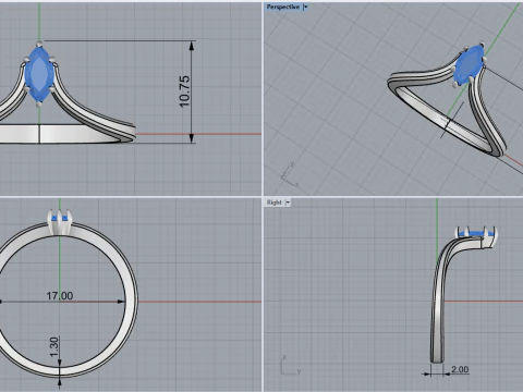 Marquise ring model 970 3D Print Model