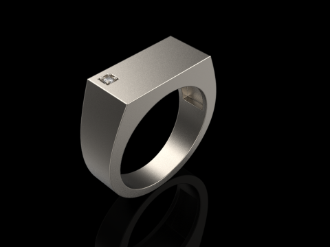 Signet ring with gem model 971 3D Принт Модель