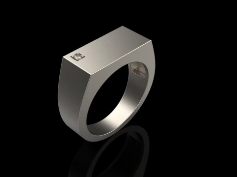 Signet ring with gem model 971 3D Print Model