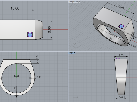 Signet ring with gem model 971 3D Принт Модель