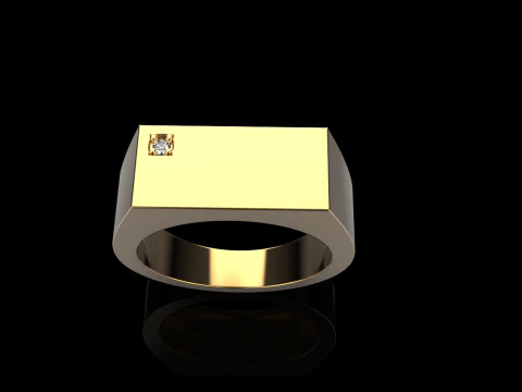 Signet ring with gem model 971 3D Print Model