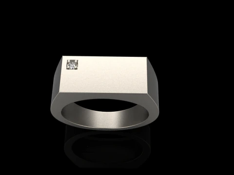 Signet ring with gem model 971 3D Print Model