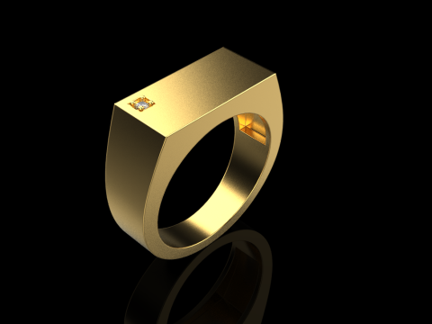Signet ring with gem model 971 3D Принт Модель