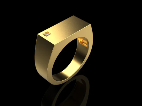 Signet ring with gem model 971 3D Print Model
