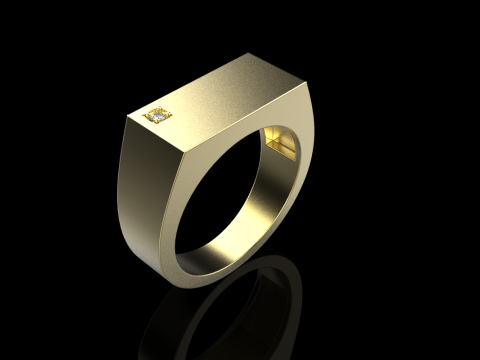 Signet ring with gem model 971 3D Принт Модель