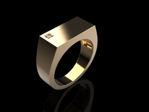 Signet ring with gem model 971 3D Принт Модель