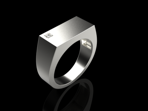 Signet ring with gem model 971 3D Принт Модель
