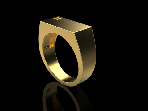 Signet ring with gem model 971 3D Принт Модель