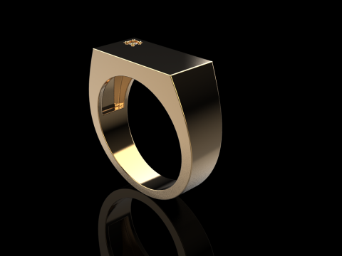 Signet ring with gem model 971 3D Принт Модель