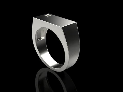 Signet ring with gem model 971 3D Print Model