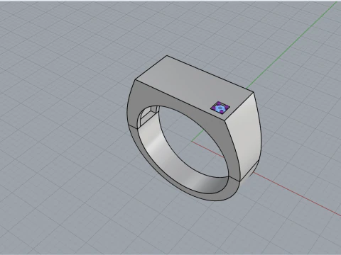 Signet ring with gem model 971 3D Print Model