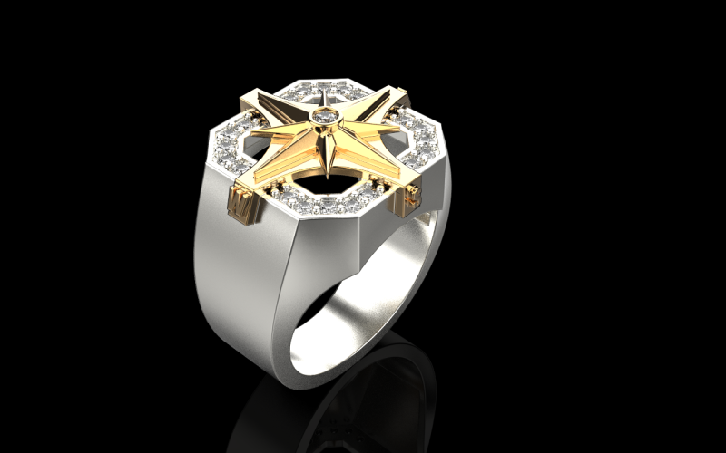 Compass signet ring model 972 3D प्रिंट मॉडल .c4d .max .obj .3ds .fbx .stl .blend