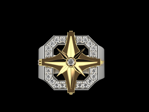 Compass signet ring model 972 3D प्रिंट मॉडल