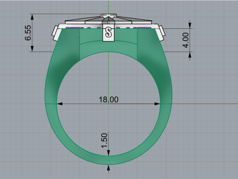 Compass signet ring model 972 3D प्रिंट मॉडल